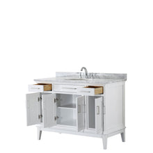 Load image into Gallery viewer, Wyndham Collection Vanity Wyndham Collection WCV303048SWHCMUNOMXX Margate 48 Inch Single Bathroom Vanity in White, White Carrara Marble Countertop, Undermount Oval Sink, and No Mirror