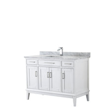 Load image into Gallery viewer, Wyndham Collection Vanity Wyndham Collection WCV303048SWHCMUNSMXX Margate 48 Inch Single Bathroom Vanity in White, White Carrara Marble Countertop, Undermount Square Sink, and No Mirror
