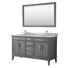 Load image into Gallery viewer, Wyndham Collection Vanity Wyndham Collection WCV303060DKGCMUNOM56 Margate 60 Inch Double Bathroom Vanity in Dark Gray, White Carrara Marble Countertop, Undermount Oval Sinks, and 56 Inch Mirror