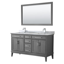 Load image into Gallery viewer, Wyndham Collection Vanity Wyndham Collection WCV303060DKGCMUNSM56 Margate 60 Inch Double Bathroom Vanity in Dark Gray, White Carrara Marble Countertop, Undermount Square Sinks, and 56 Inch Mirror