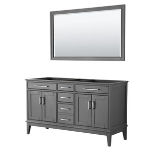 Wyndham Collection Vanity Wyndham Collection WCV303060DKGCXSXXM56 Margate 60 Inch Double Bathroom Vanity in Dark Gray, No Countertop, No Sink, and 56 Inch Mirror