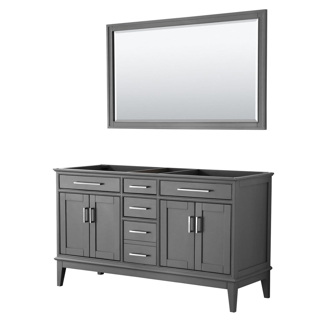 Wyndham Collection Vanity Wyndham Collection WCV303060DKGCXSXXM56 Margate 60 Inch Double Bathroom Vanity in Dark Gray, No Countertop, No Sink, and 56 Inch Mirror