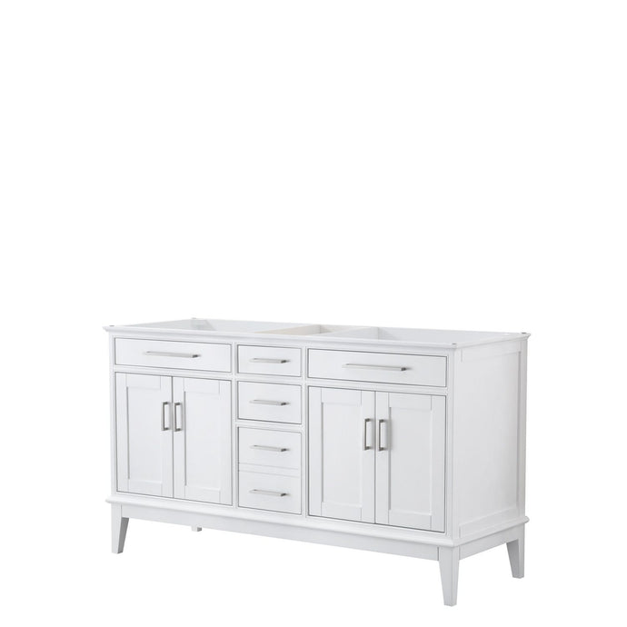 Wyndham Collection Vanity Wyndham Collection WCV303060DWHCXSXXMXX Margate 60 Inch Double Bathroom Vanity in White, No Countertop, No Sink, and No Mirror