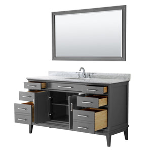 Wyndham Collection Vanity Wyndham Collection WCV303060SKGCMUNOM56 Margate 60 Inch Single Bathroom Vanity in Dark Gray, White Carrara Marble Countertop, Undermount Oval Sink, and 56 Inch Mirror