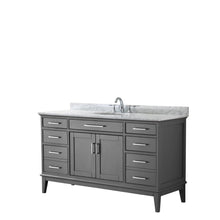 Load image into Gallery viewer, Wyndham Collection Vanity Wyndham Collection WCV303060SKGCMUNOMXX Margate 60 Inch Single Bathroom Vanity in Dark Gray, White Carrara Marble Countertop, Undermount Oval Sink, and No Mirror