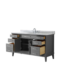 Load image into Gallery viewer, Wyndham Collection Vanity Wyndham Collection WCV303060SKGCMUNOMXX Margate 60 Inch Single Bathroom Vanity in Dark Gray, White Carrara Marble Countertop, Undermount Oval Sink, and No Mirror