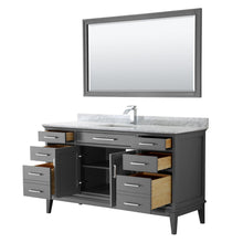 Load image into Gallery viewer, Wyndham Collection Vanity Wyndham Collection WCV303060SKGCMUNSM56 Margate 60 Inch Single Bathroom Vanity in Dark Gray, White Carrara Marble Countertop, Undermount Square Sink, and 56 Inch Mirror