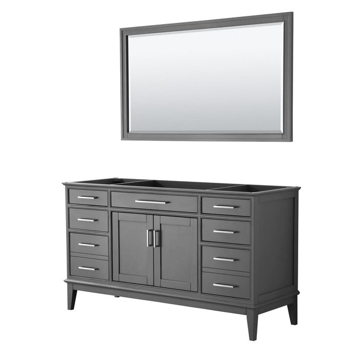 Wyndham Collection Vanity Wyndham Collection WCV303060SKGCXSXXM56 Margate 60 Inch Single Bathroom Vanity in Dark Gray, No Countertop, No Sink, and 56 Inch Mirror