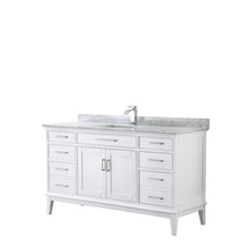 Load image into Gallery viewer, Wyndham Collection Vanity Wyndham Collection WCV303060SWHCMUNSMXX Margate 60 Inch Single Bathroom Vanity in White, White Carrara Marble Countertop, Undermount Square Sink, and No Mirror