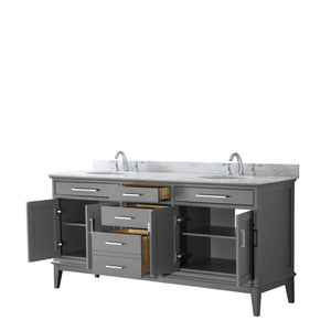Wyndham Collection Vanity Wyndham Collection WCV303072DKGCMUNOMXX Margate 72 Inch Double Bathroom Vanity in Dark Gray, White Carrara Marble Countertop, Undermount Oval Sinks, and No Mirror
