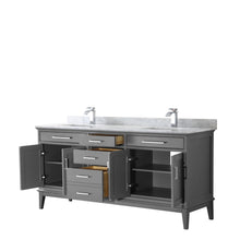 Load image into Gallery viewer, Wyndham Collection Vanity Wyndham Collection WCV303072DKGCMUNSMXX Margate 72 Inch Double Bathroom Vanity in Dark Gray, White Carrara Marble Countertop, Undermount Square Sinks, and No Mirror