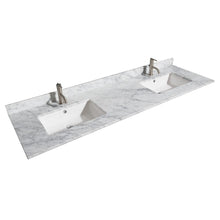 Load image into Gallery viewer, Wyndham Collection Vanity Wyndham Collection WCV303072DWHCMUNSM70 Margate 72 Inch Double Bathroom Vanity in White, White Carrara Marble Countertop, Undermount Square Sinks, and 70 Inch Mirror