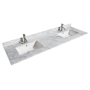 Wyndham Collection Vanity Wyndham Collection WCV303072DWHCMUNSM70 Margate 72 Inch Double Bathroom Vanity in White, White Carrara Marble Countertop, Undermount Square Sinks, and 70 Inch Mirror