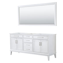 Load image into Gallery viewer, Wyndham Collection Vanity Wyndham Collection WCV303072DWHCXSXXM70 Margate 72 Inch Double Bathroom Vanity in White, No Countertop, No Sink, and 70 Inch Mirror