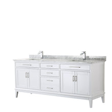 Load image into Gallery viewer, Wyndham Collection Vanity Wyndham Collection WCV303080DWHCMUNSMXX Margate 80 Inch Double Bathroom Vanity in White, White Carrara Marble Countertop, Undermount Square Sinks, and No Mirror