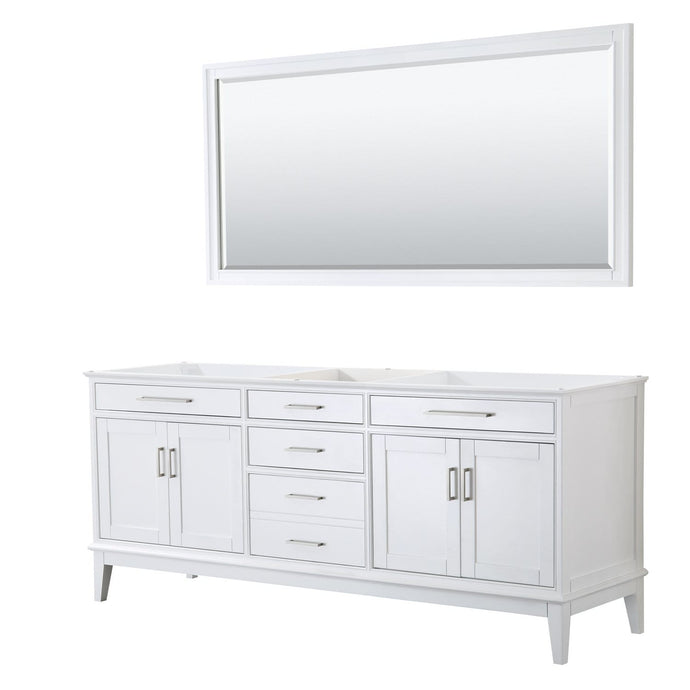 Wyndham Collection Vanity Wyndham Collection WCV303080DWHCXSXXM70 Margate 80 Inch Double Bathroom Vanity in White, No Countertop, No Sink, and 70 Inch Mirror