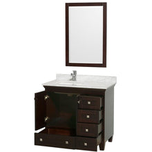 Load image into Gallery viewer, Wyndham Collection Vanity Wyndham Collection WCV800036SESCMUNSM24 Acclaim 36 Inch Single Bathroom Vanity in Espresso, White Carrara Marble Countertop, Undermount Square Sink, and 24 Inch Mirror