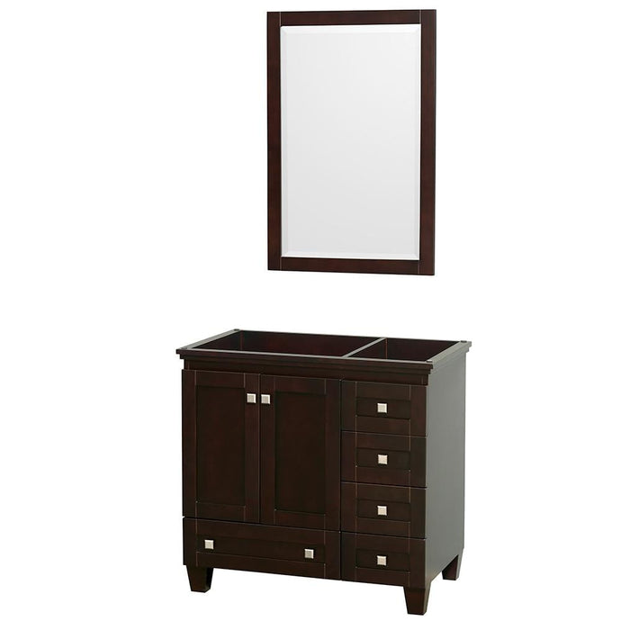 Wyndham Collection Vanity Wyndham Collection WCV800036SESCXSXXM24 Acclaim 36 Inch Single Bathroom Vanity in Espresso, No Countertop, No Sink, and 24 Inch Mirror