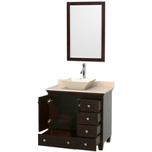 Load image into Gallery viewer, Wyndham Collection Vanity Wyndham Collection WCV800036SESIVD2BM24 Acclaim 36 Inch Single Bathroom Vanity in Espresso, Ivory Marble Countertop, Pyra Bone Porcelain Sink, and 24 Inch Mirror