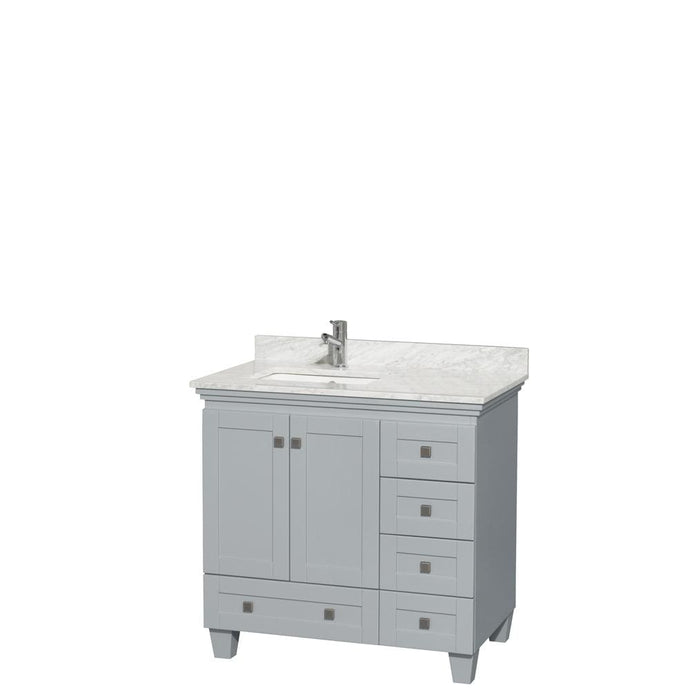 Wyndham Collection Vanity Wyndham Collection WCV800036SOYCMUNSMXX Acclaim 36 Inch Single Bathroom Vanity in Oyster Gray, White Carrara Marble Countertop, Undermount Square Sink, and No Mirror
