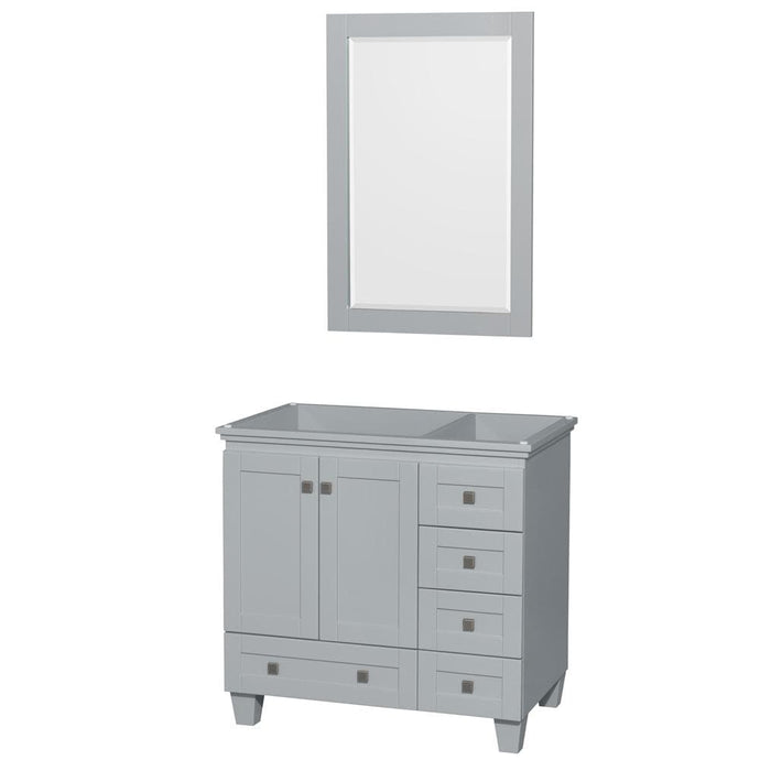 Wyndham Collection Vanity Wyndham Collection WCV800036SOYCXSXXM24 Acclaim 36 Inch Single Bathroom Vanity in Oyster Gray, No Countertop, No Sink, and 24 Inch Mirror