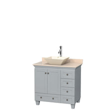 Load image into Gallery viewer, Wyndham Collection Vanity Wyndham Collection WCV800036SOYIVD2BMXX Acclaim 36 Inch Single Bathroom Vanity in Oyster Gray, Ivory Marble Countertop, Pyra Bone Porcelain Sink, and No Mirror