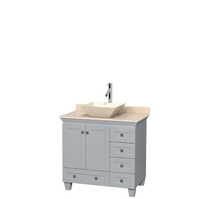 Wyndham Collection Vanity Wyndham Collection WCV800036SOYIVD2BMXX Acclaim 36 Inch Single Bathroom Vanity in Oyster Gray, Ivory Marble Countertop, Pyra Bone Porcelain Sink, and No Mirror