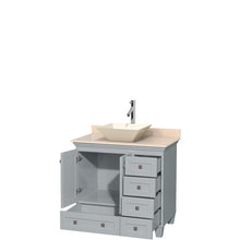 Load image into Gallery viewer, Wyndham Collection Vanity Wyndham Collection WCV800036SOYIVD2BMXX Acclaim 36 Inch Single Bathroom Vanity in Oyster Gray, Ivory Marble Countertop, Pyra Bone Porcelain Sink, and No Mirror