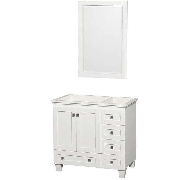 Wyndham Collection Vanity Wyndham Collection WCV800036SWHCXSXXM24 Acclaim 36 Inch Single Bathroom Vanity in White, No Countertop, No Sink, and 24 Inch Mirror
