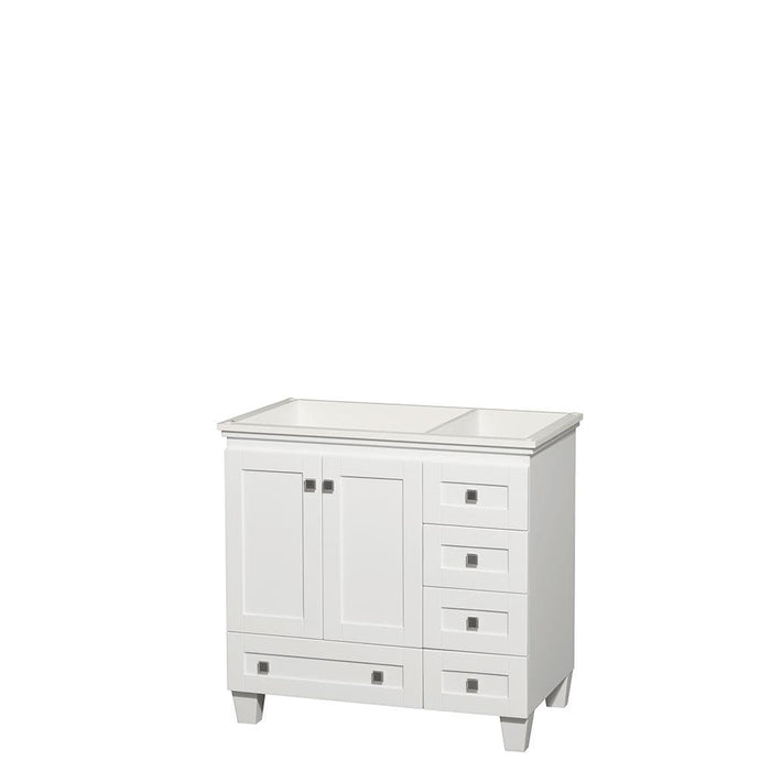 Wyndham Collection Vanity Wyndham Collection WCV800036SWHCXSXXMXX Acclaim 36 Inch Single Bathroom Vanity in White, No Countertop, No Sink, and No Mirror