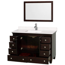 Load image into Gallery viewer, Wyndham Collection Vanity Wyndham Collection WCV800048SESC2UNSM24 Acclaim 48 Inch Single Bathroom Vanity in Espresso, Light-Vein Carrara Cultured Marble Countertop, Undermount Square Sink, 24 Inch Mirror
