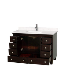 Load image into Gallery viewer, Wyndham Collection Vanity Wyndham Collection WCV800048SESC2UNSMXX Acclaim 48 Inch Single Bathroom Vanity in Espresso, Light-Vein Carrara Cultured Marble Countertop, Undermount Square Sink, No Mirror