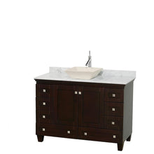 Load image into Gallery viewer, Wyndham Collection Vanity Wyndham Collection WCV800048SESCMD2BMXX Acclaim 48 Inch Single Bathroom Vanity in Espresso, White Carrara Marble Countertop, Pyra Bone Sink, and No Mirror
