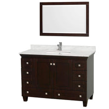 Load image into Gallery viewer, Wyndham Collection Vanity Wyndham Collection WCV800048SESCMUNSM24 Acclaim 48 Inch Single Bathroom Vanity in Espresso, White Carrara Marble Countertop, Undermount Square Sink, and 24 Inch Mirror