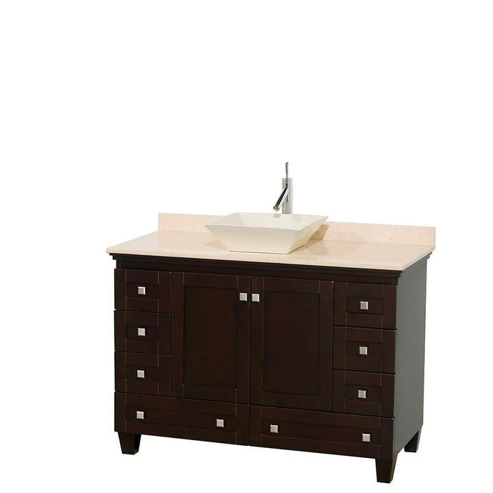 Wyndham Collection Vanity Wyndham Collection WCV800048SESIVD2BMXX Acclaim 48 Inch Single Bathroom Vanity in Espresso, Ivory Marble Countertop, Pyra Bone Sink, and No Mirror