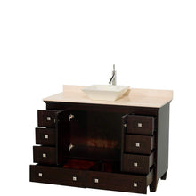 Load image into Gallery viewer, Wyndham Collection Vanity Wyndham Collection WCV800048SESIVD2BMXX Acclaim 48 Inch Single Bathroom Vanity in Espresso, Ivory Marble Countertop, Pyra Bone Sink, and No Mirror
