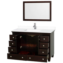 Load image into Gallery viewer, Wyndham Collection Vanity Wyndham Collection WCV800048SESWCUNSM24 Acclaim 48 Inch Single Bathroom Vanity in Espresso, White Cultured Marble Countertop, Undermount Square Sink, 24 Inch Mirror
