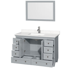 Load image into Gallery viewer, Wyndham Collection Vanity Wyndham Collection WCV800048SOYC2UNSM24 Acclaim 48 Inch Single Bathroom Vanity in Oyster Gray, Light-Vein Carrara Cultured Marble Countertop, Undermount Square Sink, 24 Inch Mirror