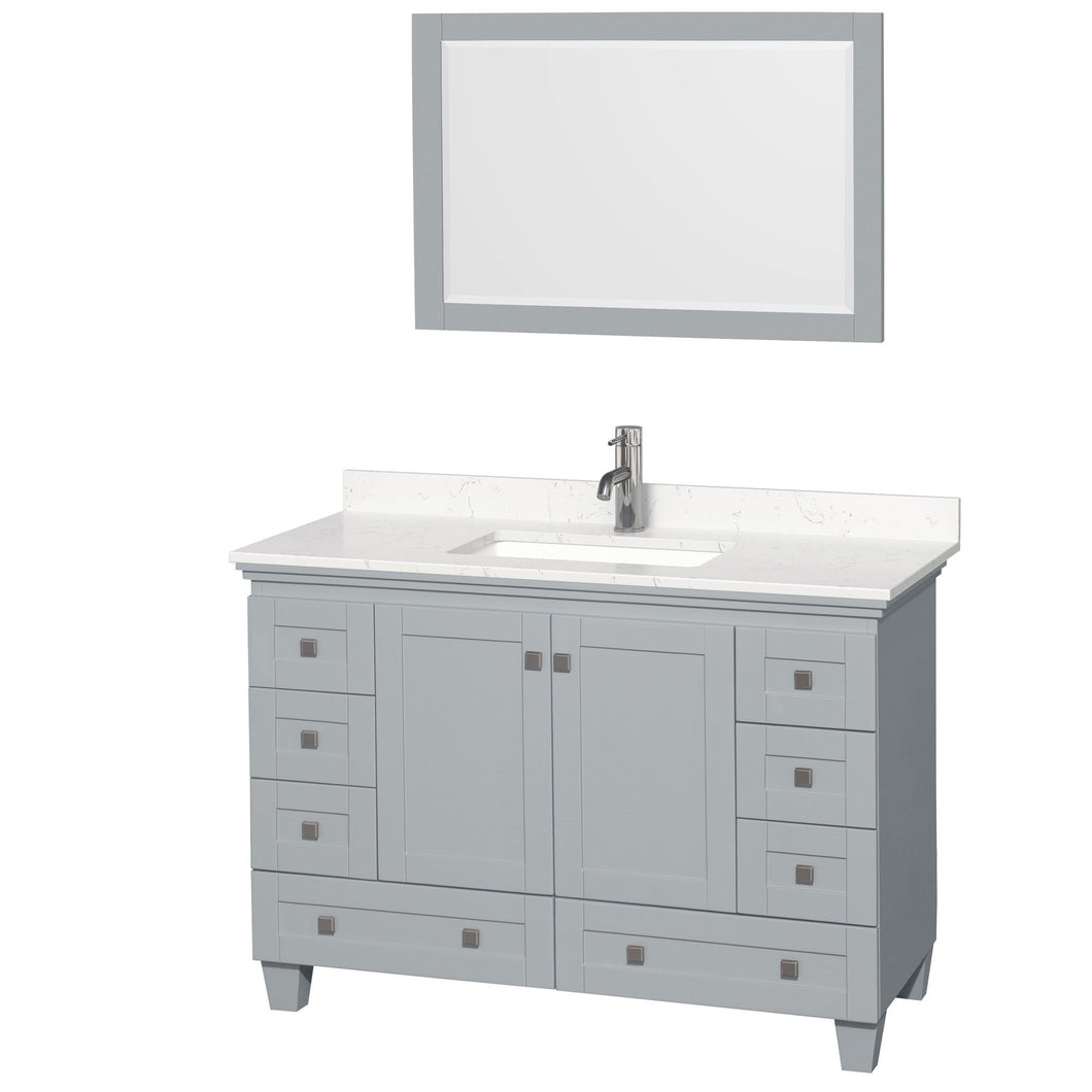Wyndham Collection Vanity Wyndham Collection WCV800048SOYC2UNSM24 Acclaim 48 Inch Single Bathroom Vanity in Oyster Gray, Light-Vein Carrara Cultured Marble Countertop, Undermount Square Sink, 24 Inch Mirror