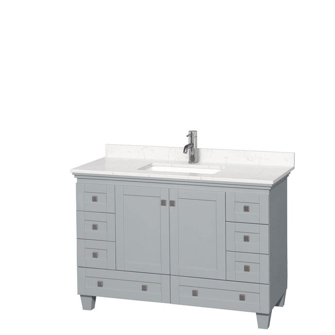 Wyndham Collection Vanity Wyndham Collection WCV800048SOYC2UNSMXX Acclaim 48 Inch Single Bathroom Vanity in Oyster Gray, Light-Vein Carrara Cultured Marble Countertop, Undermount Square Sink, No Mirror