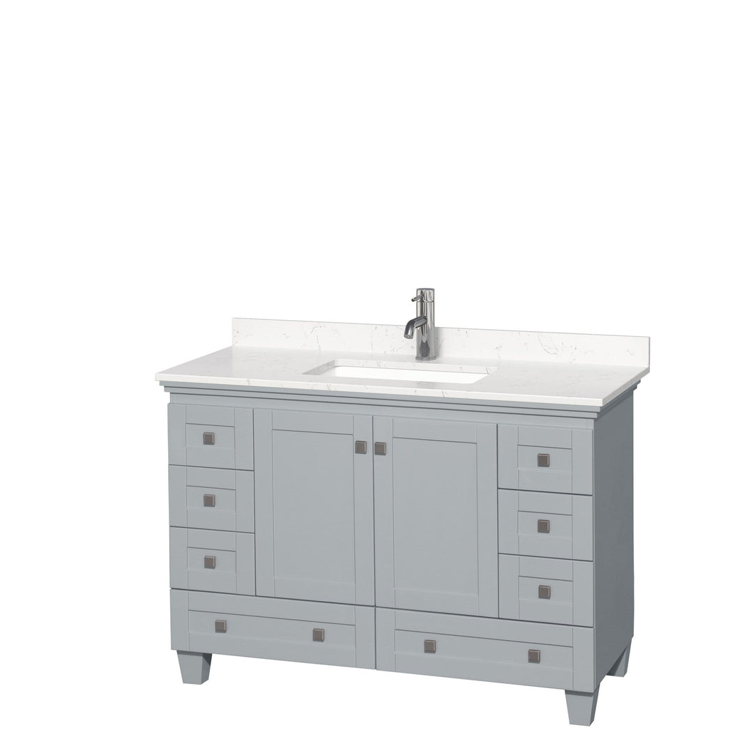 Wyndham Collection Vanity Wyndham Collection WCV800048SOYC2UNSMXX Acclaim 48 Inch Single Bathroom Vanity in Oyster Gray, Light-Vein Carrara Cultured Marble Countertop, Undermount Square Sink, No Mirror
