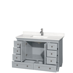 Wyndham Collection Vanity Wyndham Collection WCV800048SOYC2UNSMXX Acclaim 48 Inch Single Bathroom Vanity in Oyster Gray, Light-Vein Carrara Cultured Marble Countertop, Undermount Square Sink, No Mirror
