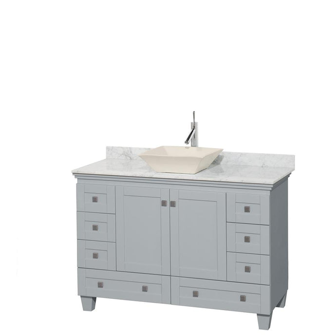 Wyndham Collection Vanity Wyndham Collection WCV800048SOYCMD2BMXX Acclaim 48 Inch Single Bathroom Vanity in Oyster Gray, White Carrara Marble Countertop, Pyra Bone Porcelain Sink, and No Mirror