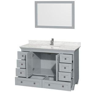 Wyndham Collection Vanity Wyndham Collection WCV800048SOYCMUNSM24 Acclaim 48 Inch Single Bathroom Vanity in Oyster Gray, White Carrara Marble Countertop, Undermount Square Sink, and 24 Inch Mirror