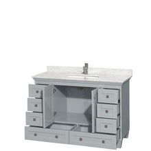 Load image into Gallery viewer, Wyndham Collection Vanity Wyndham Collection WCV800048SOYCMUNSMXX Acclaim 48 Inch Single Bathroom Vanity in Oyster Gray, White Carrara Marble Countertop, Undermount Square Sink, and No Mirror
