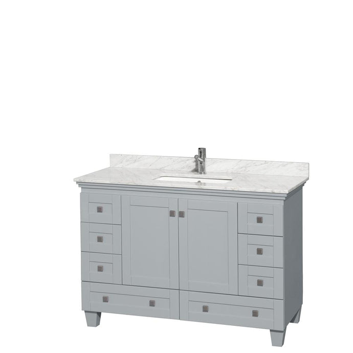 Wyndham Collection Vanity Wyndham Collection WCV800048SOYCMUNSMXX Acclaim 48 Inch Single Bathroom Vanity in Oyster Gray, White Carrara Marble Countertop, Undermount Square Sink, and No Mirror