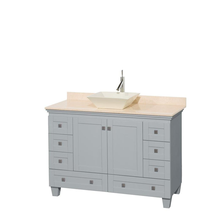 Wyndham Collection Vanity Wyndham Collection WCV800048SOYIVD2BMXX Acclaim 48 Inch Single Bathroom Vanity in Oyster Gray, Ivory Marble Countertop, Pyra Bone Porcelain Sink, and No Mirror