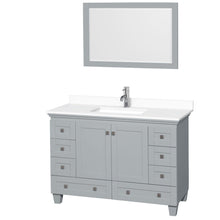 Load image into Gallery viewer, Wyndham Collection Vanity Wyndham Collection WCV800048SOYWCUNSM24 Acclaim 48 Inch Single Bathroom Vanity in Oyster Gray, White Cultured Marble Countertop, Undermount Square Sink, 24 Inch Mirror