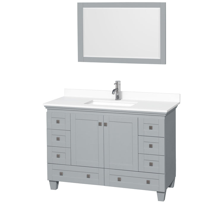 Wyndham Collection Vanity Wyndham Collection WCV800048SOYWCUNSM24 Acclaim 48 Inch Single Bathroom Vanity in Oyster Gray, White Cultured Marble Countertop, Undermount Square Sink, 24 Inch Mirror