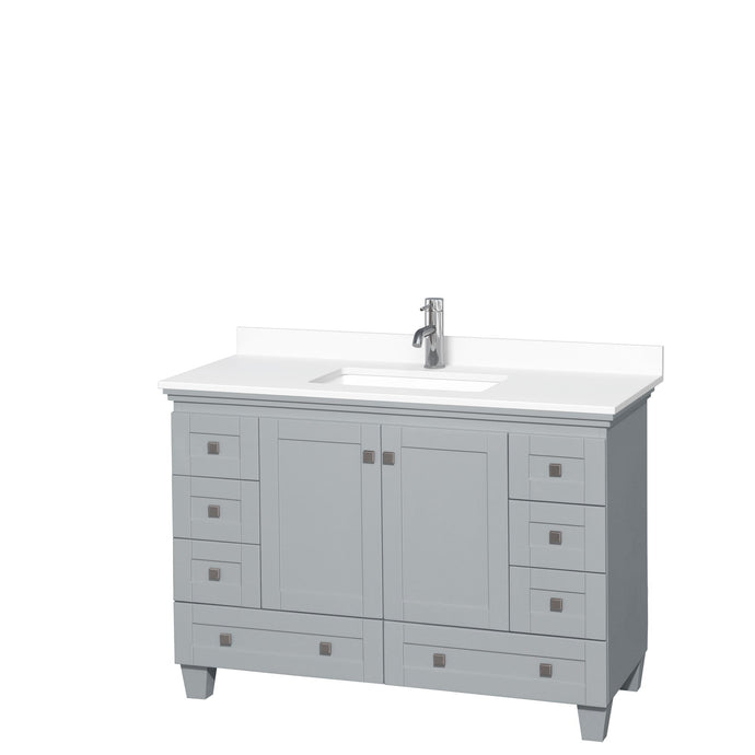 Wyndham Collection Vanity Wyndham Collection WCV800048SOYWCUNSMXX Acclaim 48 Inch Single Bathroom Vanity in Oyster Gray, White Cultured Marble Countertop, Undermount Square Sink, No Mirror